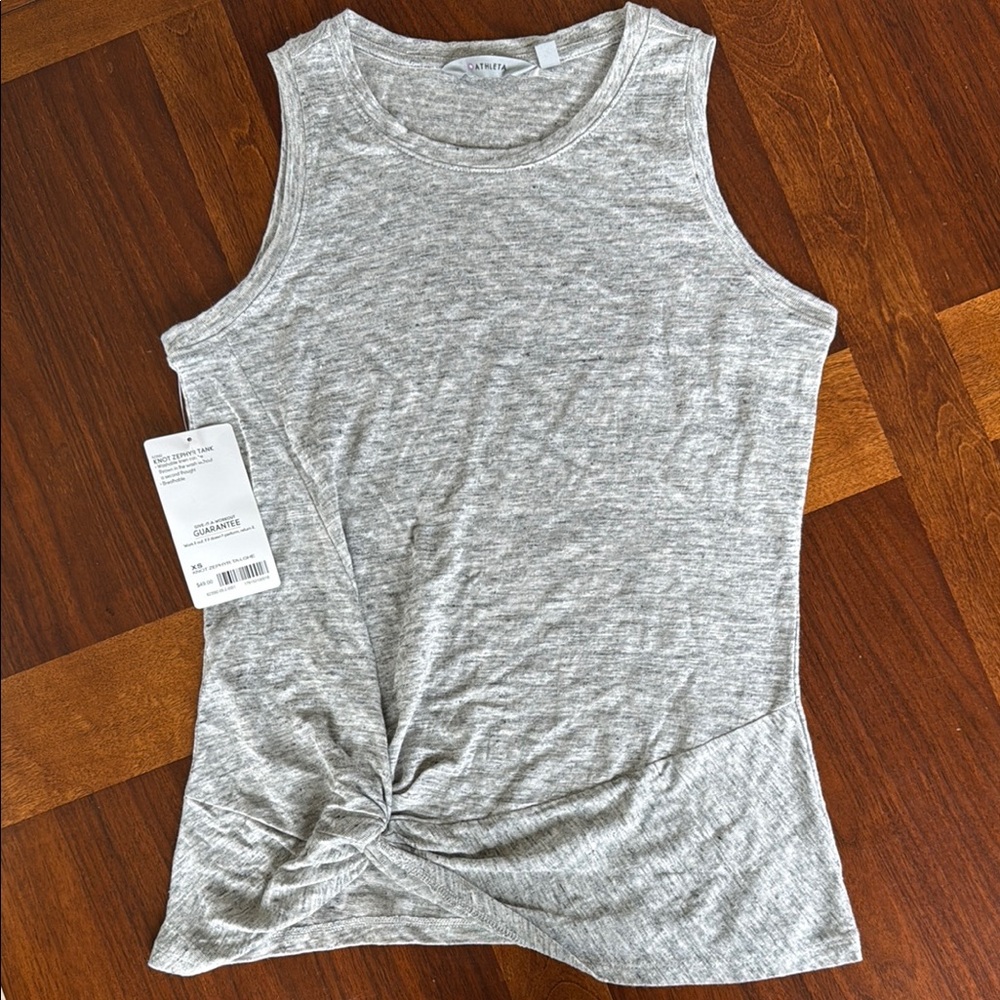 BNWT ATHLETA GRAY ZEPHYR KNOT TANK TOP - SIZE S - SO CUTE!